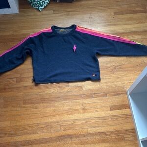 Aviator Nation Blue and Pink Crew Neck Sweater